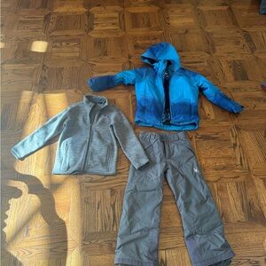 Rossignol, Spyder, and Patagonia Kids' Blue Jacket and Gray Set